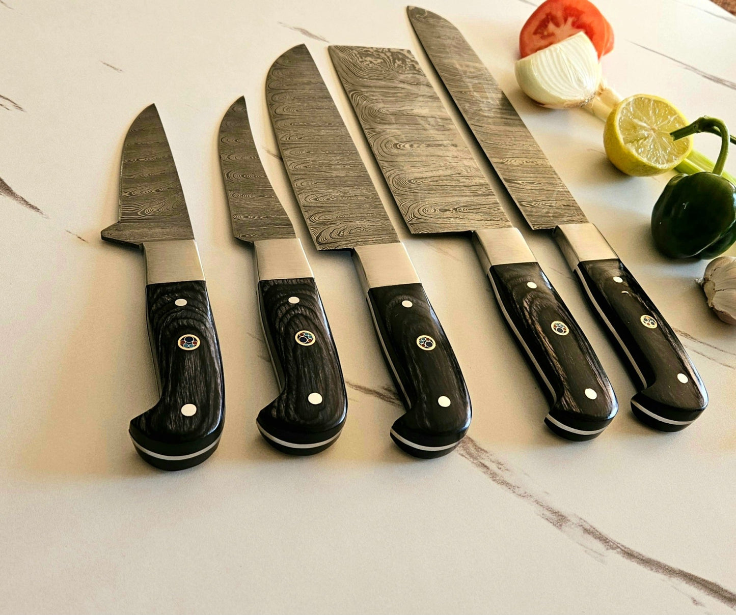 Damascus Chef Knife Set Of 5 pcs - ZAB KNIVES