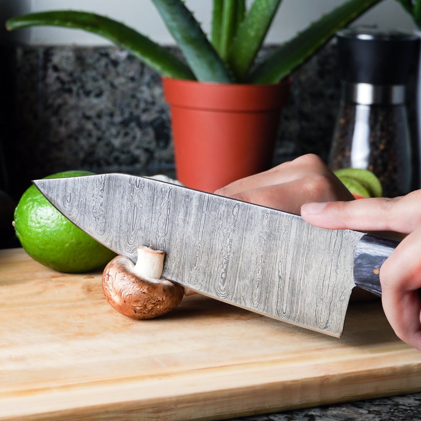 Handmade Damascus Steel Kitchen Chef Knife Set of 5 pcs with Leather sheath, 5 pieces Handforged Culinary Knife Set