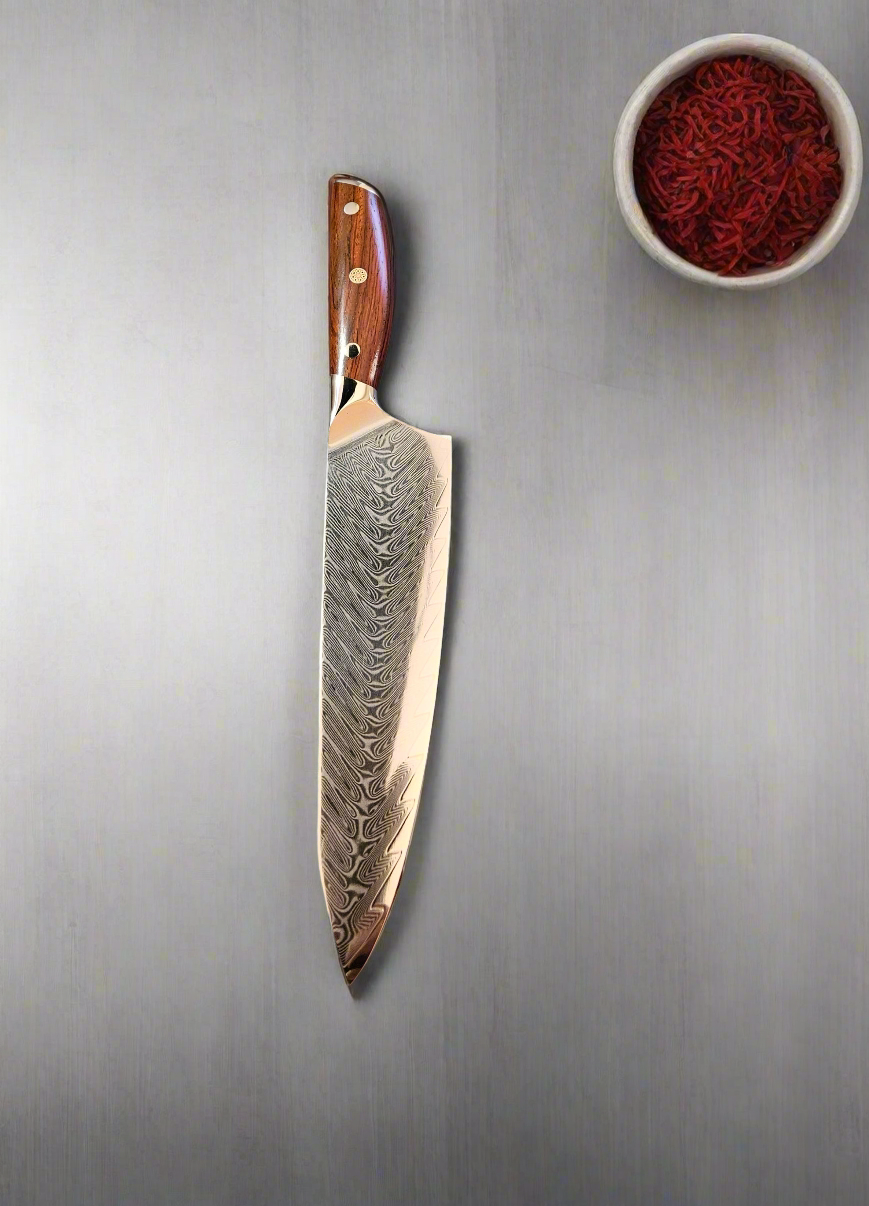 08 inch Professional Chef Knife, 67 layers Damascus steel with Rose wood handle Sharp Kitchen Knife